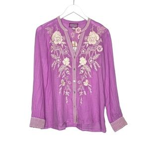 Johnny Was Osiris Relaxed Button Down Shirt Size XS NEW